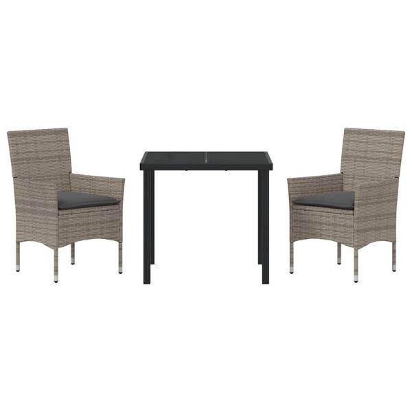 Комплект за хранене в градината 3 pcs Сив полиратан