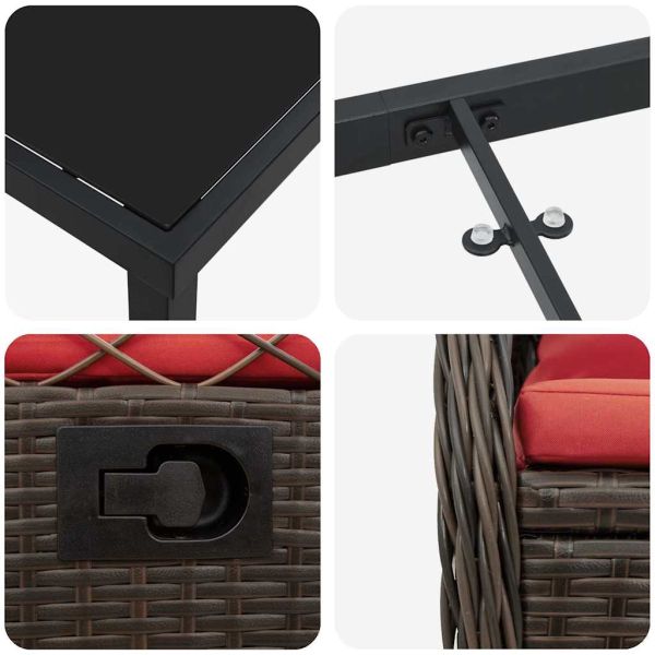 Комплект за хранене в градината 3 pcs Кафяво полиратан