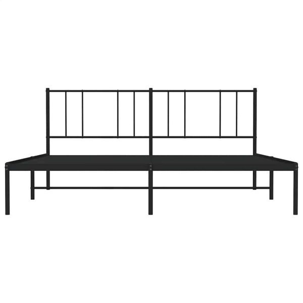 Метална рамка за легло с горна табла, черна, 183x213 см