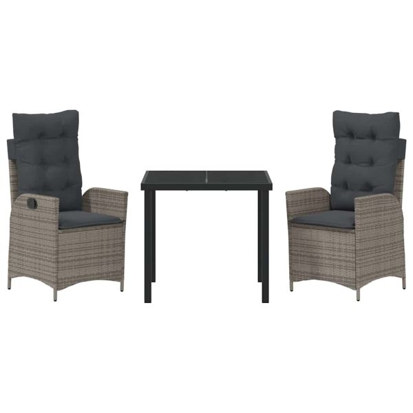 Комплект за хранене в градината 3 pcs Сив полиратан