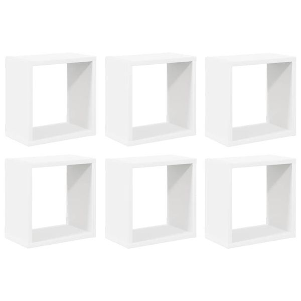 Стенни кубични рафтове, 6 бр, бели, 26x15x26 см