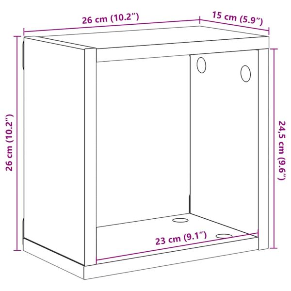 Стенни кубични рафтове, 6 бр, бели, 26x15x26 см