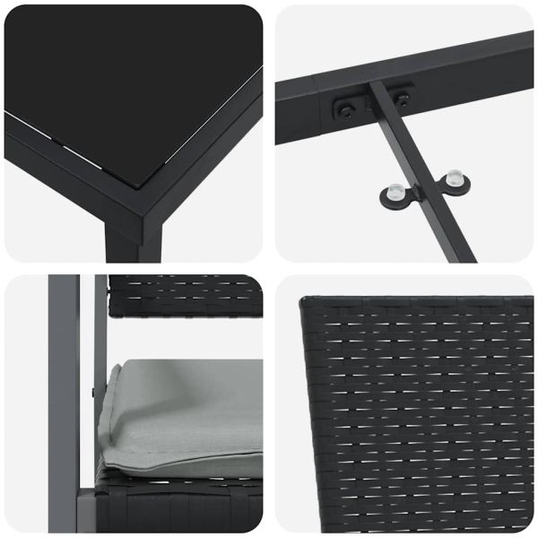 Комплект за хранене в градината 3 pcs Черен и Светло Сив