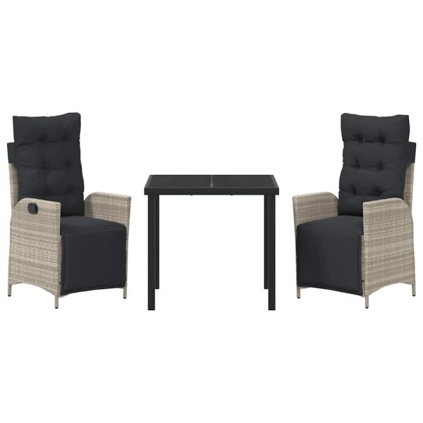 Комплект за хранене в градината 3 pcs Светлосиво полиратан