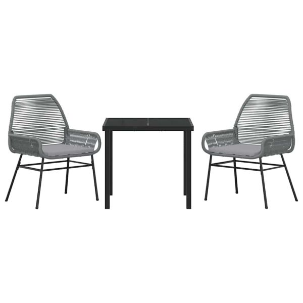 Комплект за хранене в градината 3 pcs Сив полиратан