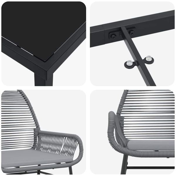 Комплект за хранене в градината 3 pcs Сив полиратан