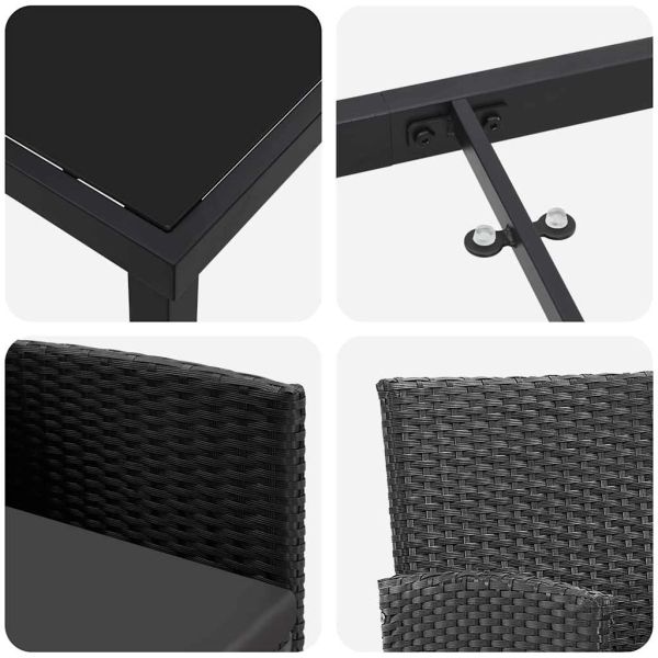 Комплект за хранене в градината 5 pcs Черно полиратан