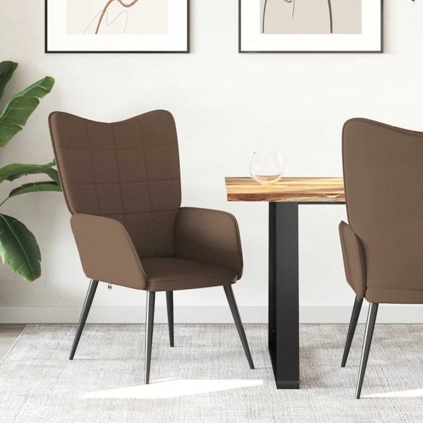 Релаксиращ стол, кафяв, плат