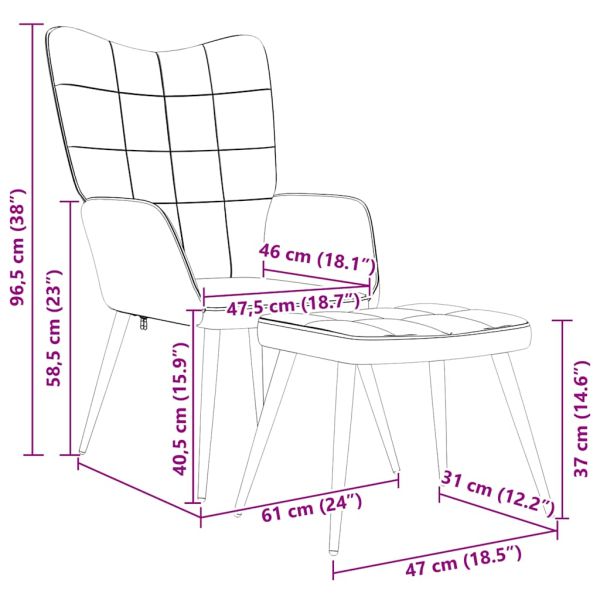Релаксиращ стол с табуретка, зелен, плат