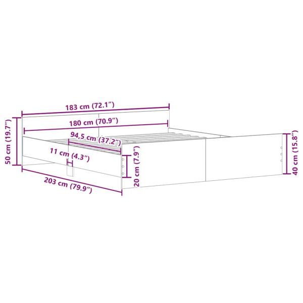 Рамка за легло без матрак дъб артизан 180x200см инженерно дърво