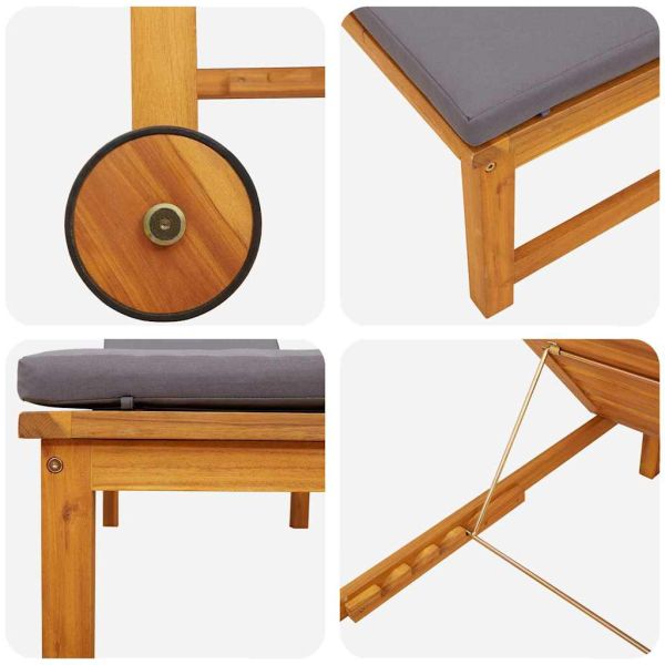 Шезлонг 2 pcs Кафяво Солидно акациево дърво