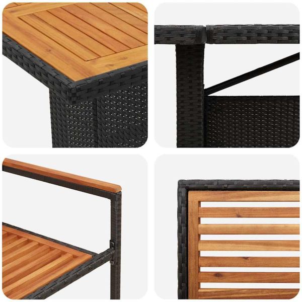 Комплект за хранене в градината 11 pcs Черен и кафяв полиратан