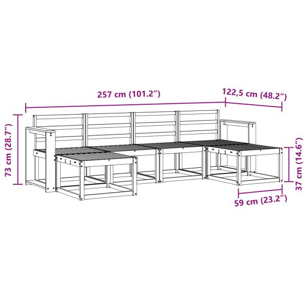 Комплект дивани за открито 6 pcs Естествен Инженерно дърво