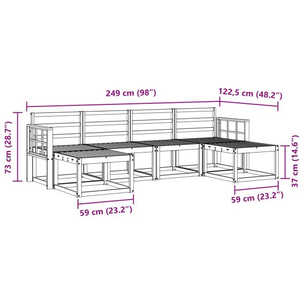 Комплект дивани за открито 6 pcs Естествен Инженерно дърво