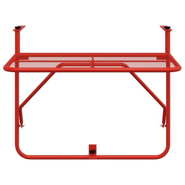 Балконска масичка, червена, 60x40 см, стомана