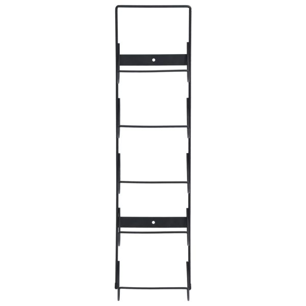 Стойка за вино за 5 бутилки, стенен монтаж, черна, желязо