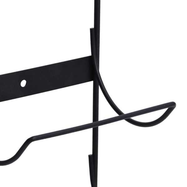 Стойка за вино за 5 бутилки, стенен монтаж, черна, желязо