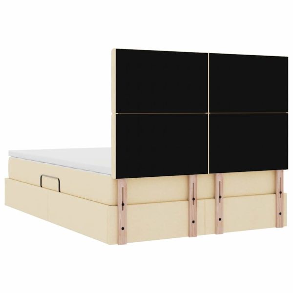 Легло с място за съхранение и LED Кремав 140 x 200 cm Полиестер