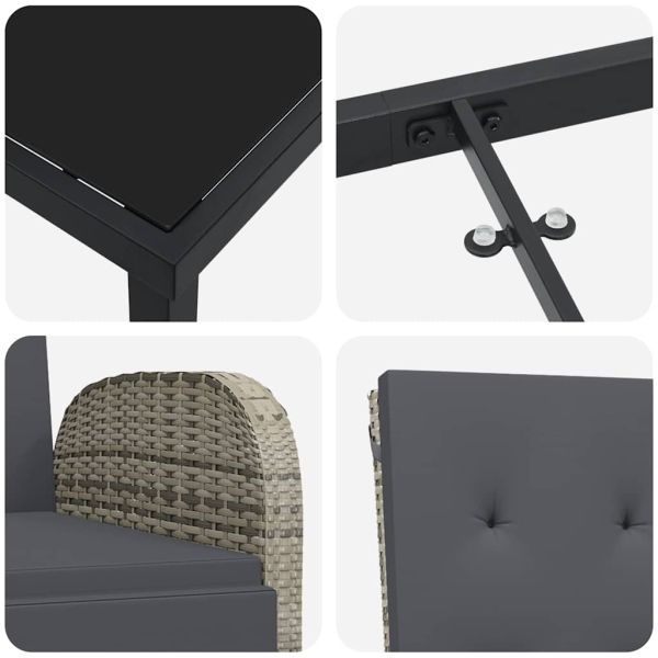 Комплект за хранене в градината 3 pcs Сив полиратан