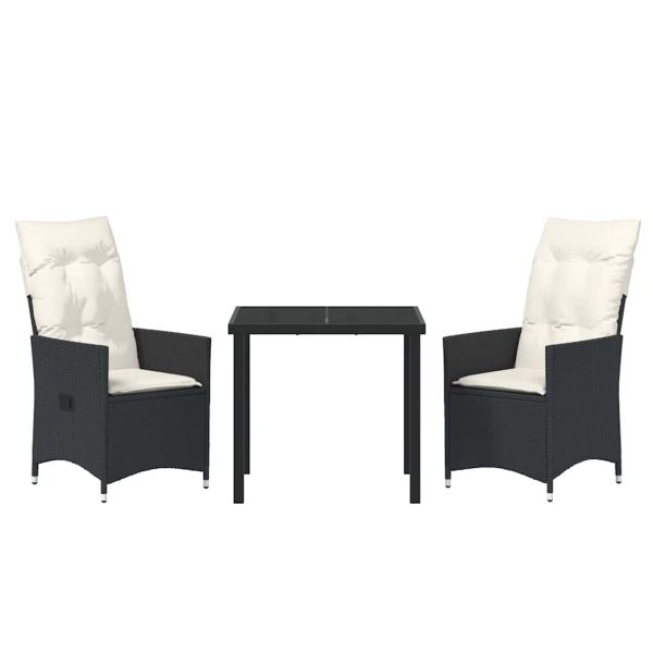 Комплект за хранене в градината 3 pcs Черно полиратан