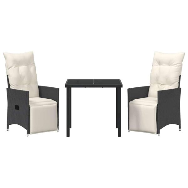 Комплект за хранене в градината 3 pcs Черно полиратан