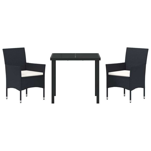 Комплект за хранене в градината 3 pcs Черно полиратан