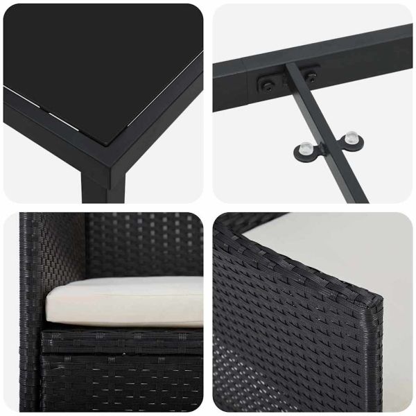 Комплект за хранене в градината 3 pcs Черно полиратан