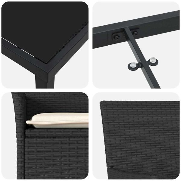 Комплект за хранене в градината 5 pcs Черно полиратан