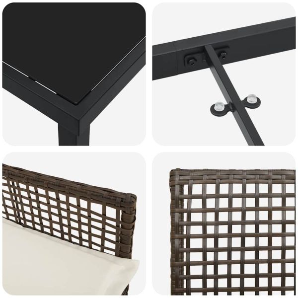 Комплект за хранене в градината 5 pcs Кафяво полиратан