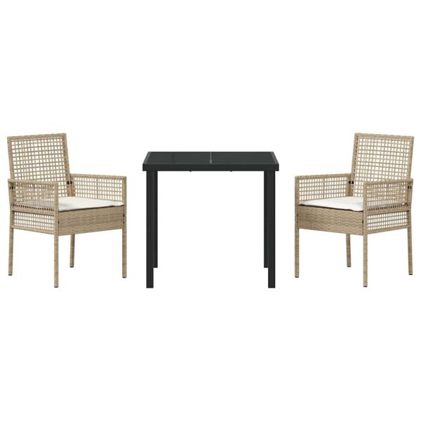 Комплект за хранене в градината 3 pcs Бежово полиратан