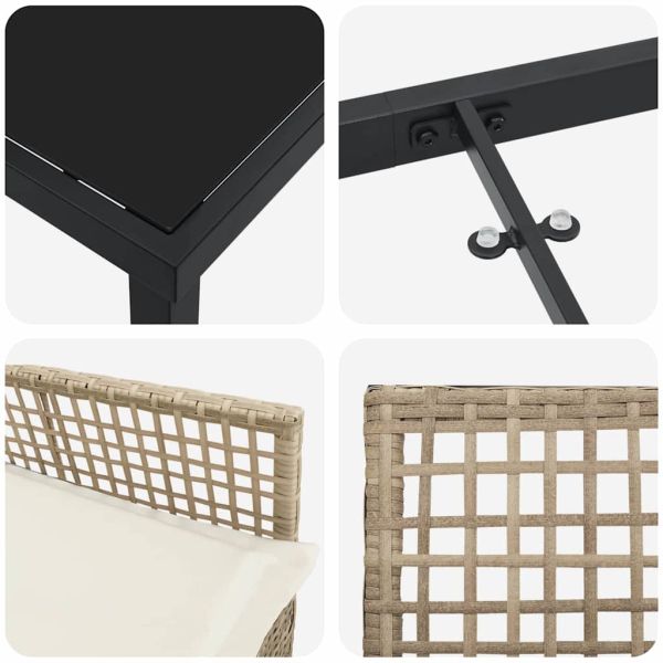 Комплект за хранене в градината 5 pcs Бежово полиратан