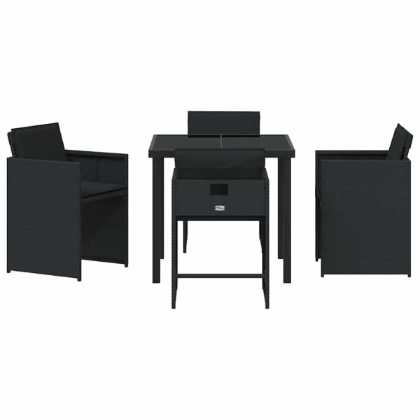 Комплект за хранене в градината 5 pcs Черно полиратан