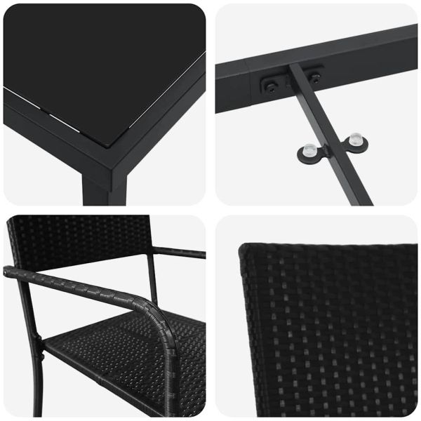 Комплект за хранене в градината 3 pcs Черно полиратан