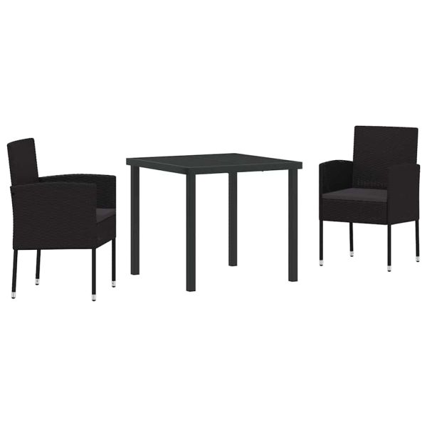 Комплект за хранене в градината 3 pcs Черно полиратан