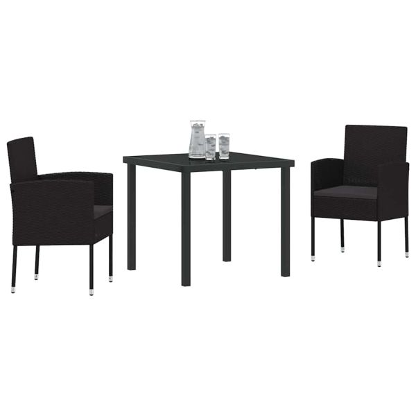 Комплект за хранене в градината 3 pcs Черно полиратан