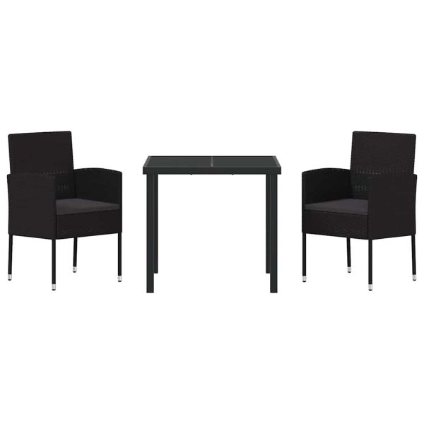 Комплект за хранене в градината 3 pcs Черно полиратан