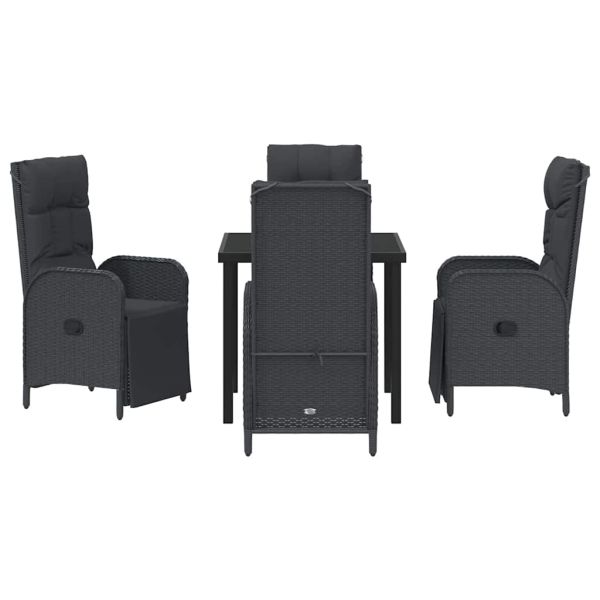 Комплект за хранене в градината 5 pcs Черно полиратан