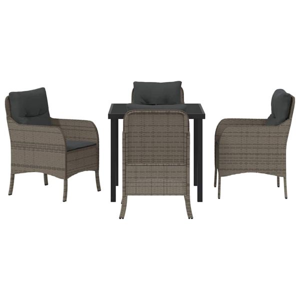 Комплект за хранене в градината 5 pcs Сив полиратан