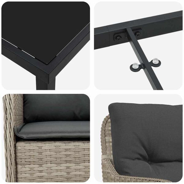 Комплект за хранене в градината 5 pcs Светлосиво полиратан