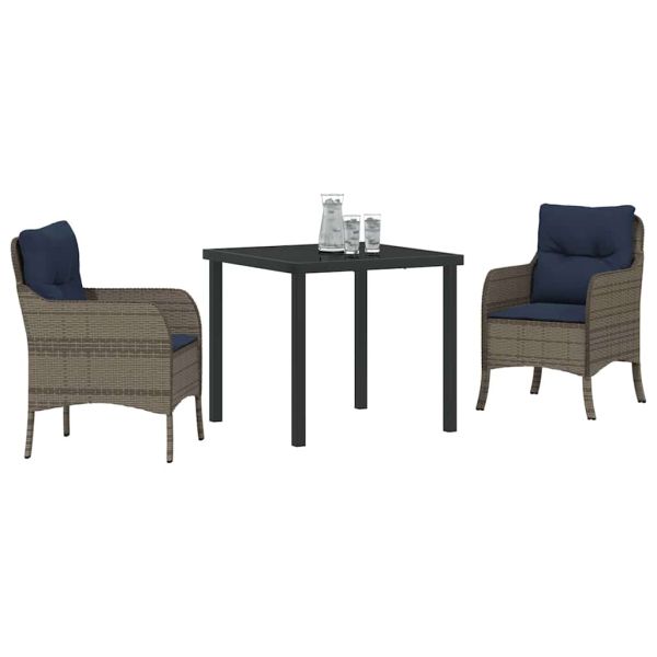 Комплект за хранене в градината 3 pcs Сив полиратан