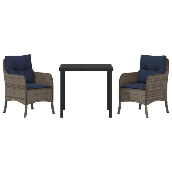 Комплект за хранене в градината 3 pcs Сив полиратан