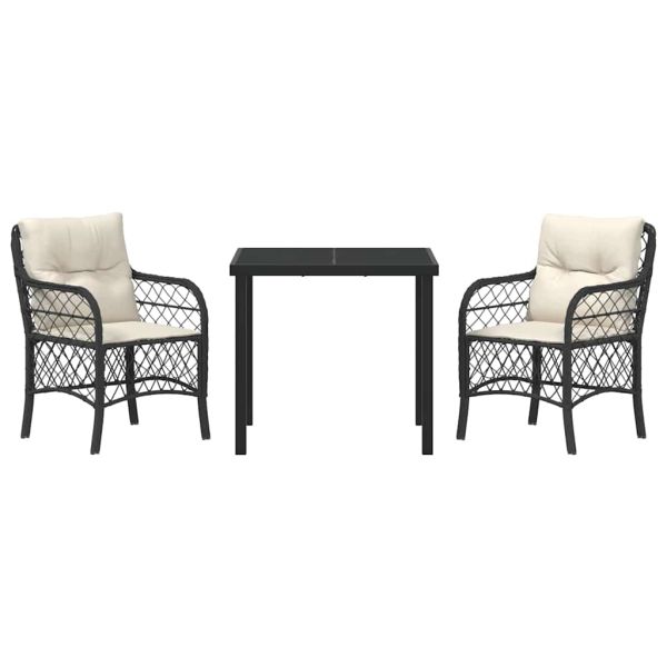 Комплект за хранене в градината 3 pcs Черно полиратан