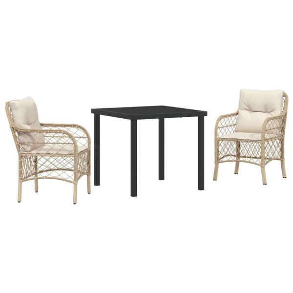 Комплект за хранене в градината 3 pcs Бежово полиратан