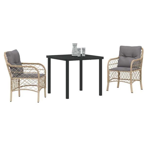 Комплект за хранене в градината 3 pcs Бежово полиратан