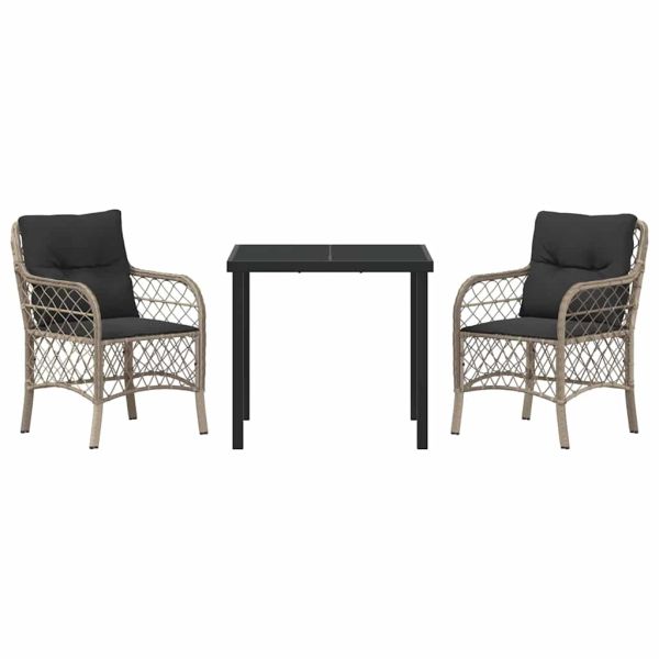 Комплект за хранене в градината 3 pcs Светлосиво полиратан