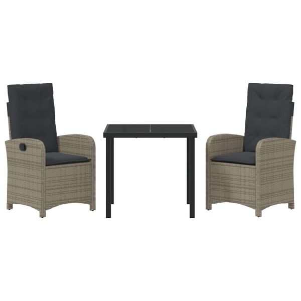 Комплект за хранене в градината 3 pcs Сив полиратан