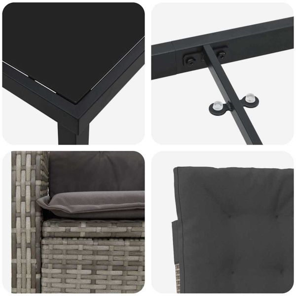 Комплект за хранене в градината 3 pcs Сив полиратан