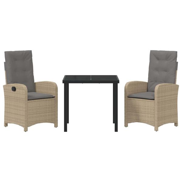 Комплект за хранене в градината 3 pcs Бежово полиратан