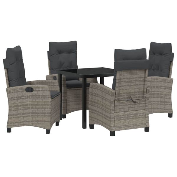 Комплект за хранене в градината 5 pcs Сив полиратан