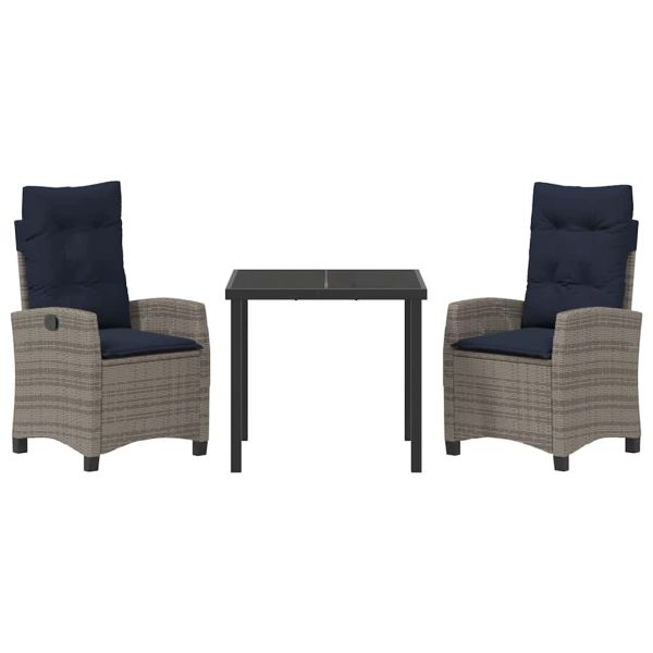 Комплект за хранене в градината 3 pcs Сив полиратан